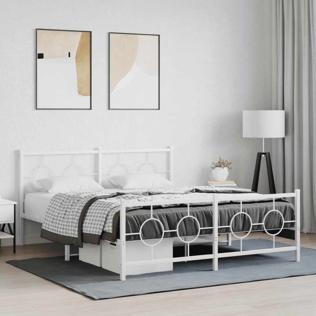 Bedframe met hoofd- en voeteneinde metaal wit 150x200 cm is nu te koop bij PeponiXL, paradijselijk wonen!