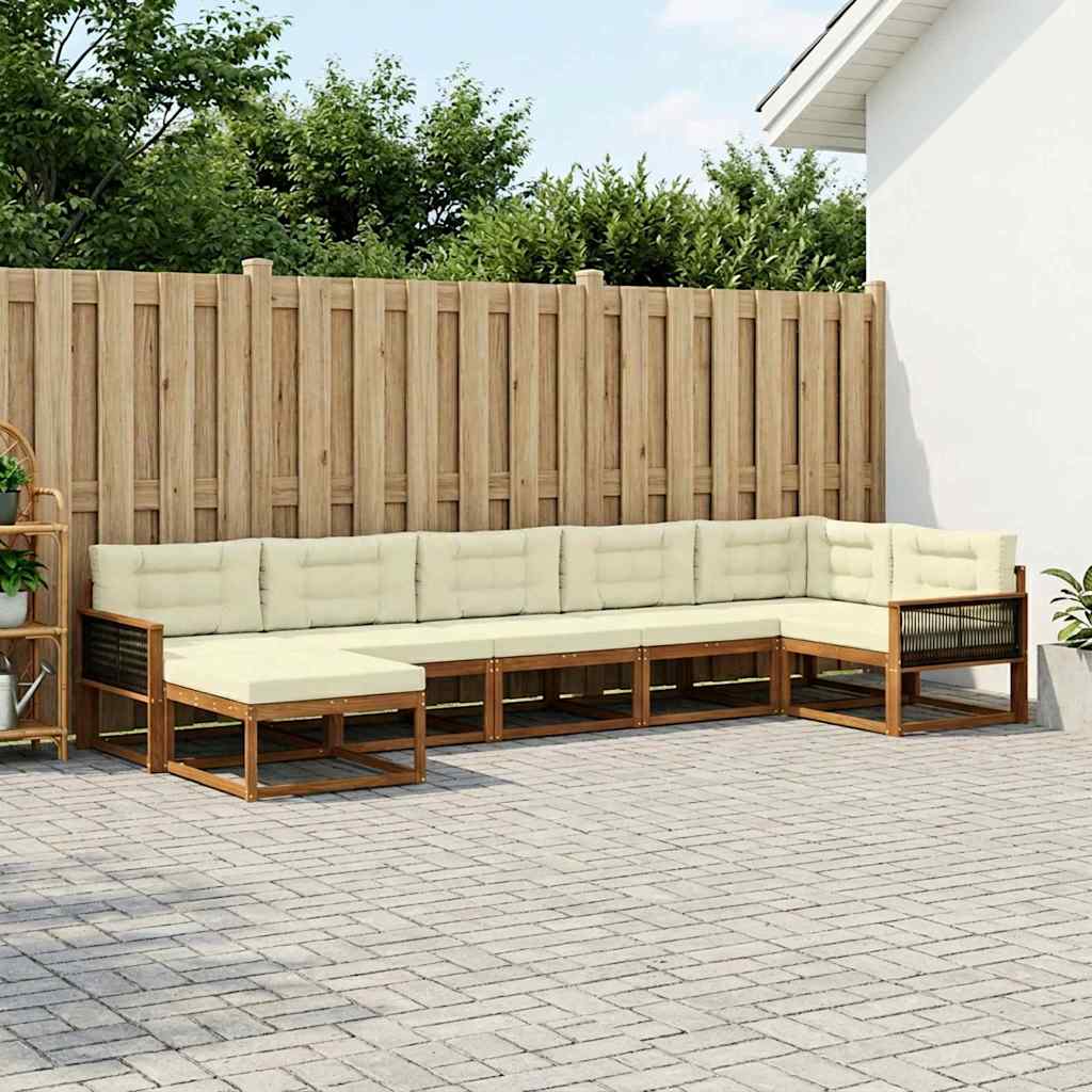 Buiten bankenset met kussen 7 pcs Natuurlijk en Crème is nu te koop bij PeponiXL, paradijselijk wonen!