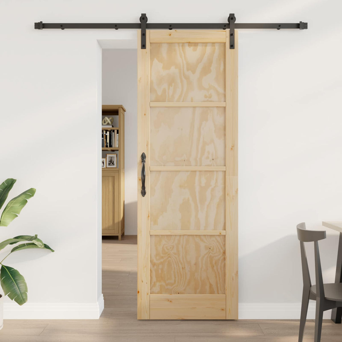 Schuifdeur Naturel en Zwart 73,5 x 211 cm Massief grenenhout is nu te koop bij PeponiXL, paradijselijk wonen!