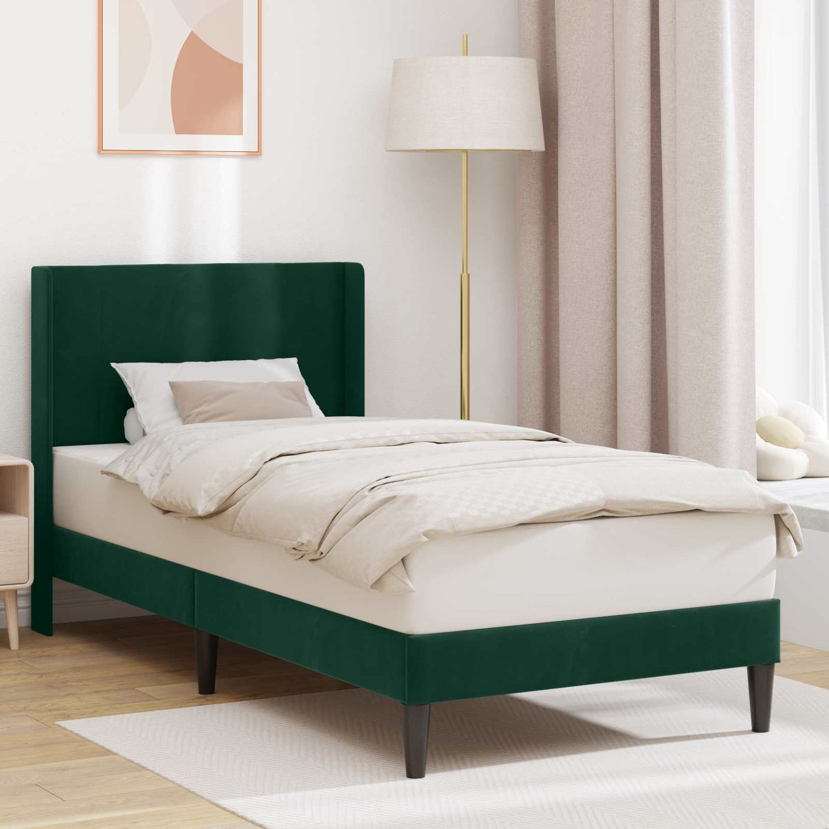 Bedframe met hoofdeinde Donkergroen 100 x 200 cm Fluweel is nu te koop bij PeponiXL, paradijselijk wonen!