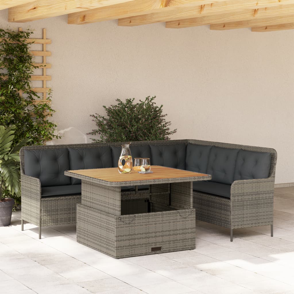 2-delige Loungeset met kussens poly rattan grijs is nu te koop bij PeponiXL, paradijselijk wonen!
