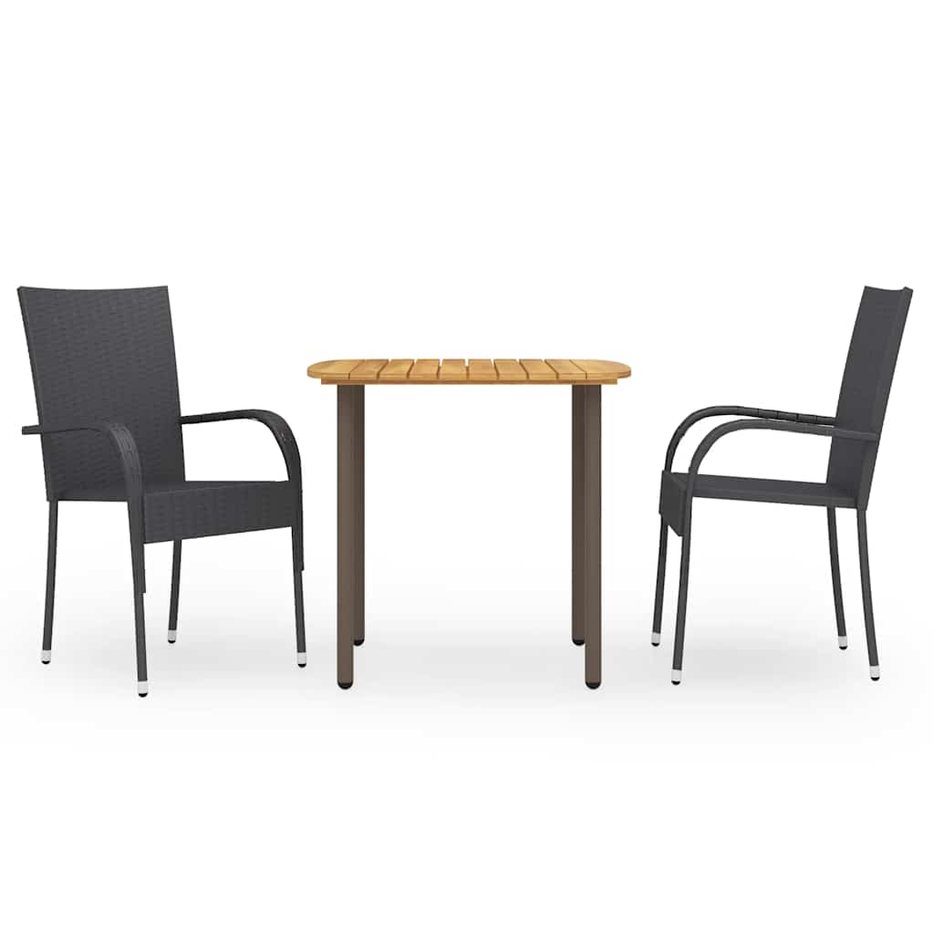 3-delige Tuinset poly rattan zwart is nu te koop bij PeponiXL, paradijselijk wonen!