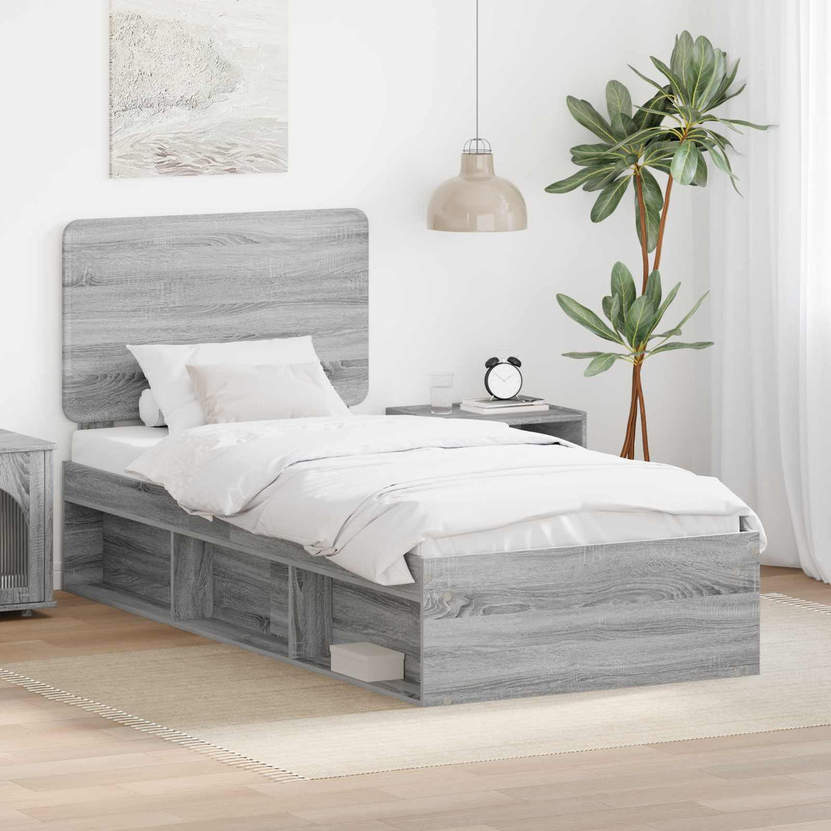 Bedframe Grijs Sonoma 90 x 200 cm Massief grenenhout is nu te koop bij PeponiXL, paradijselijk wonen!