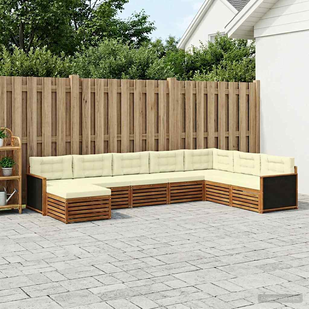 Buiten bankenset met kussen 8 pcs Natuurlijk en Crème is nu te koop bij PeponiXL, paradijselijk wonen!