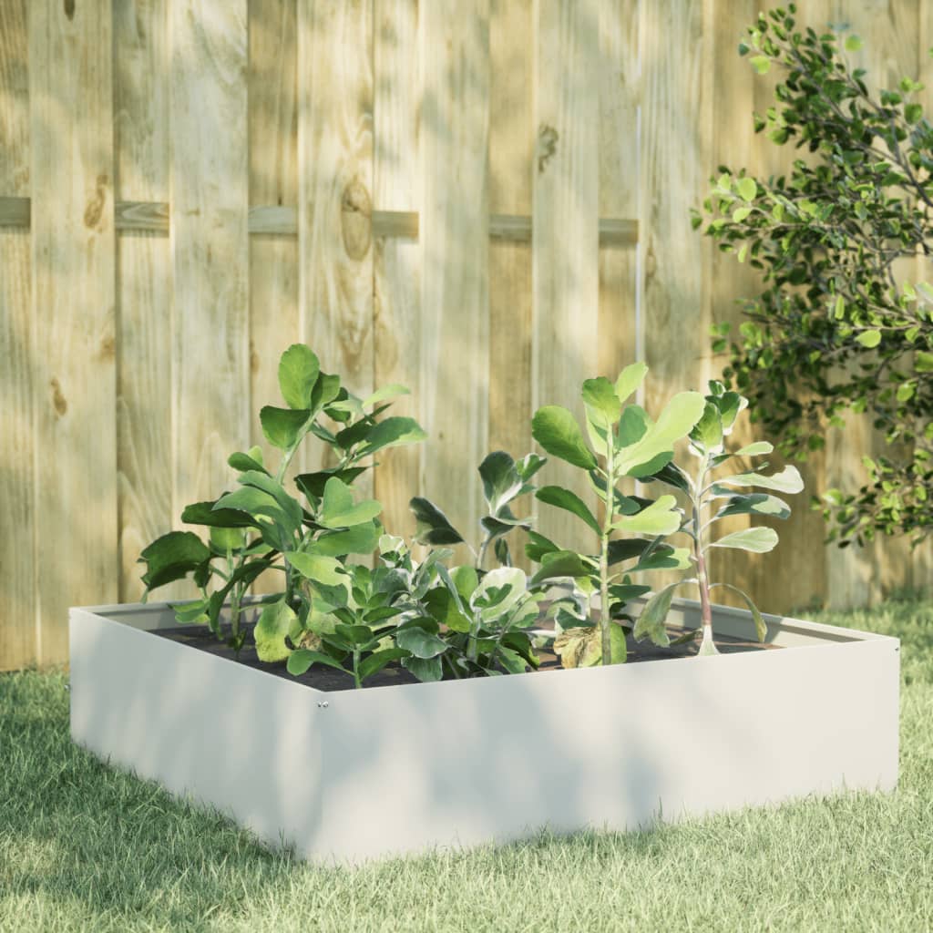 Plantenbak verhoogd 100x100x41 cm staal wit is nu te koop bij PeponiXL, paradijselijk wonen!