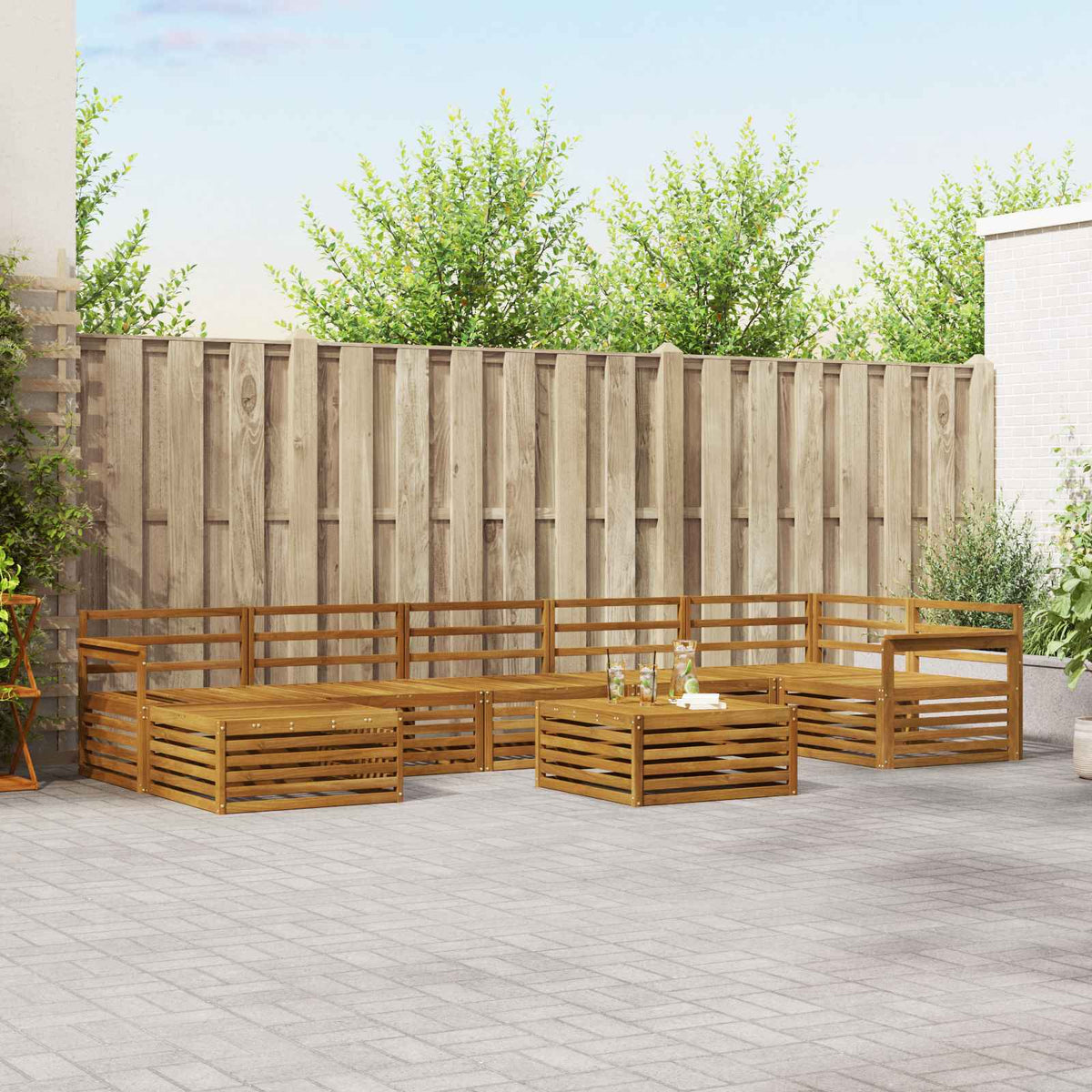 Buiten bankenset 8 pcs Naturel is nu te koop bij PeponiXL, paradijselijk wonen!