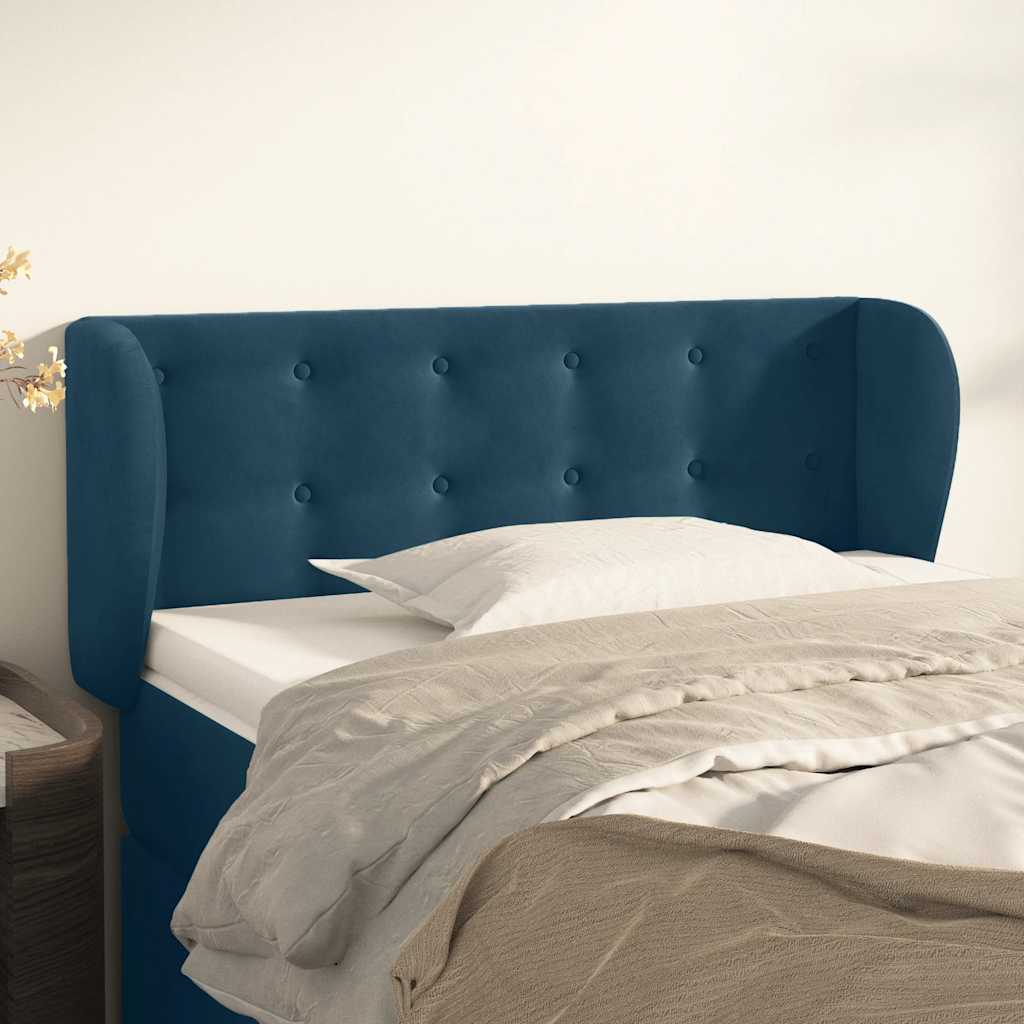 Hoofdbord met randen 103x23x78/88 cm fluweel donkerblauw is nu te koop bij PeponiXL, paradijselijk wonen!