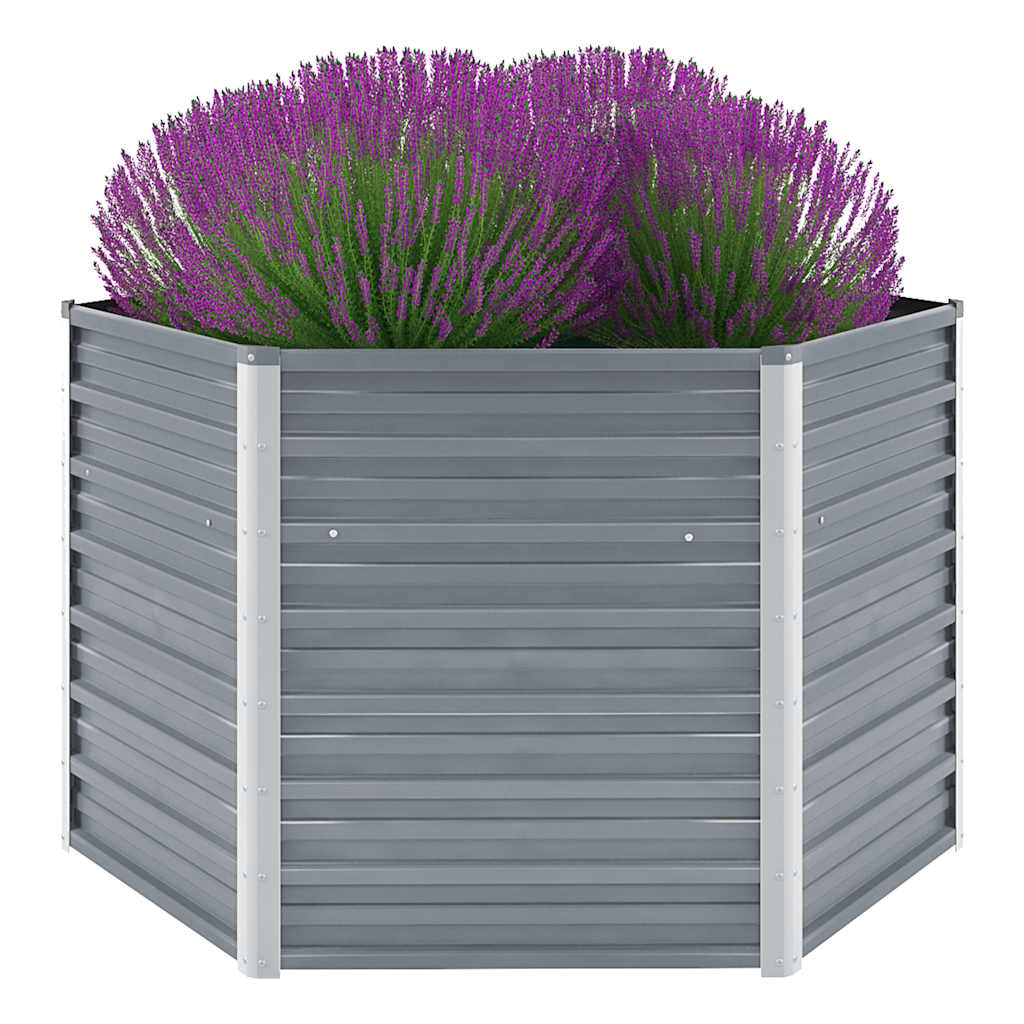 Plantenbak verhoogd 129x129x77 cm gegalvaniseerd staal grijs is nu te koop bij PeponiXL, paradijselijk wonen!