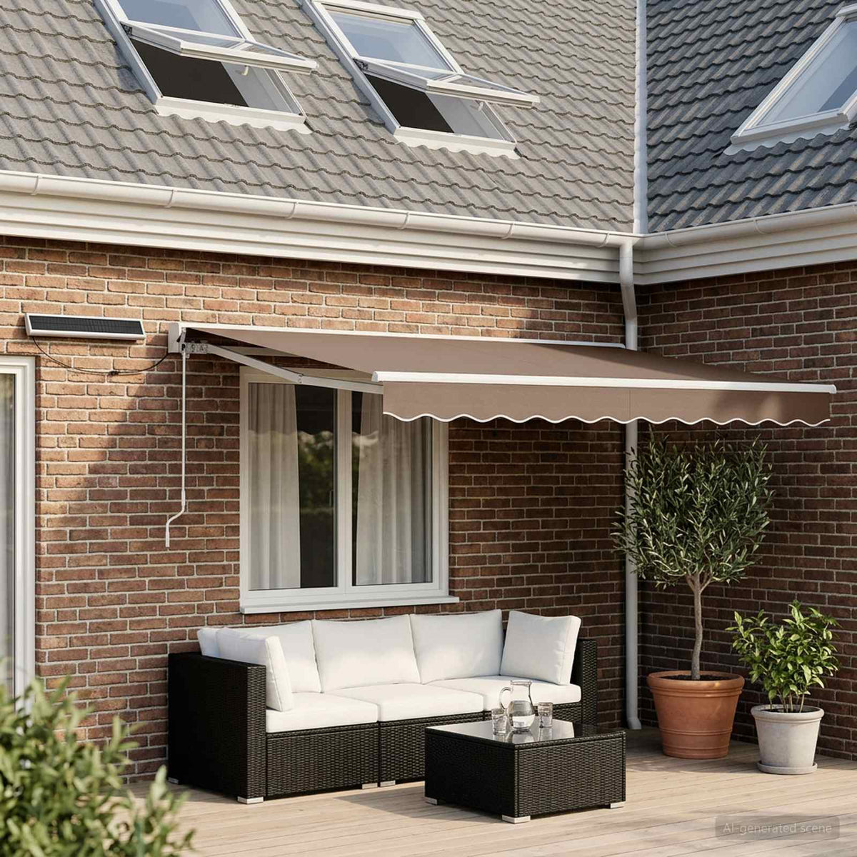 Elektrisch Uittrekbaar Zonnescherm Taupe 3 x 2,5 m is nu te koop bij PeponiXL, paradijselijk wonen!