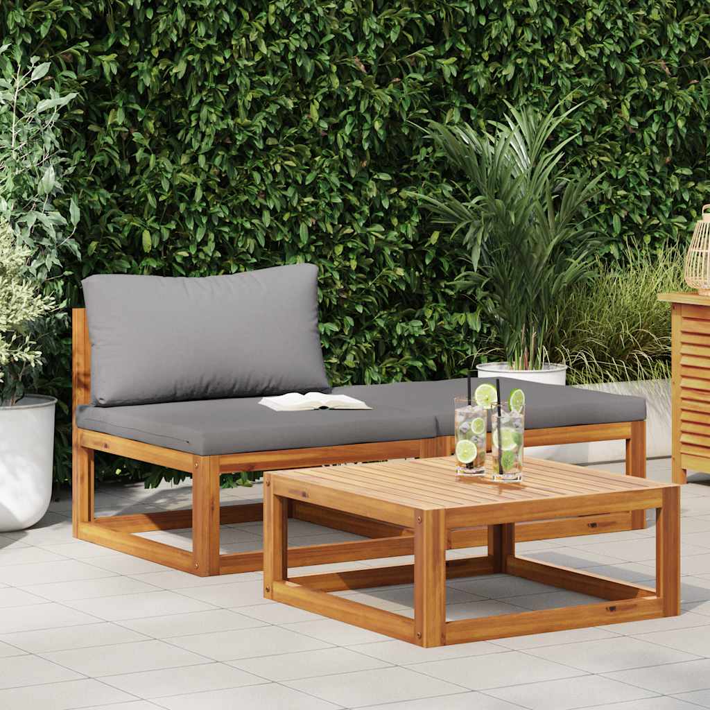 3-delige Loungeset met kussens massief acaciahout is nu te koop bij PeponiXL, paradijselijk wonen!