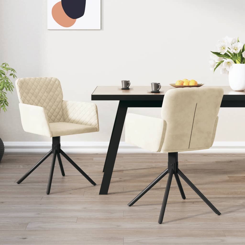 Eetkamerstoelen draaibaar 2 st fluweel crèmekleurig is nu te koop bij PeponiXL, paradijselijk wonen!