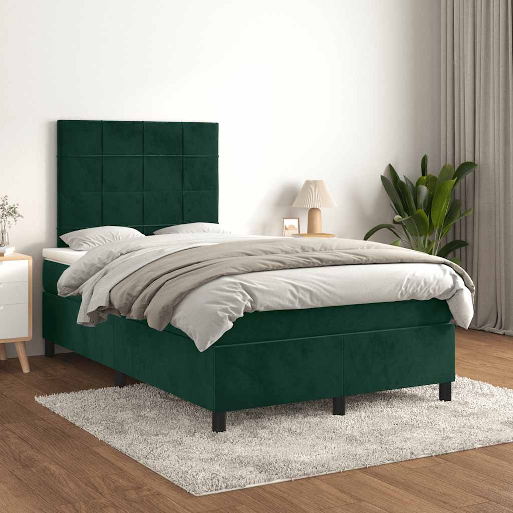 Boxspring met matras fluweel donkergroen 120x200 cm is nu te koop bij PeponiXL, paradijselijk wonen!
