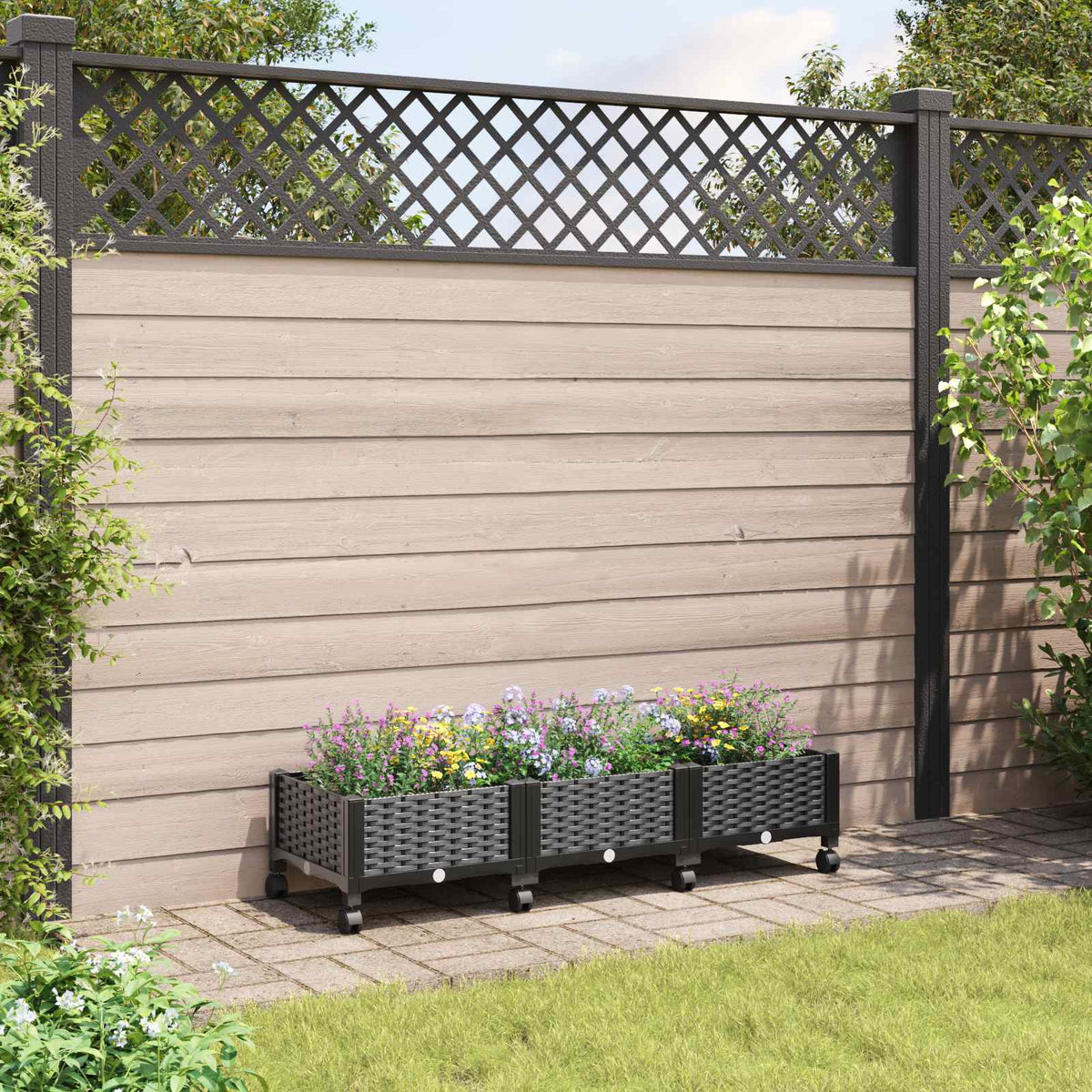 Tuinschaal met wielen Zwart 120 x 40 x 29 cm PP is nu te koop bij PeponiXL, paradijselijk wonen!