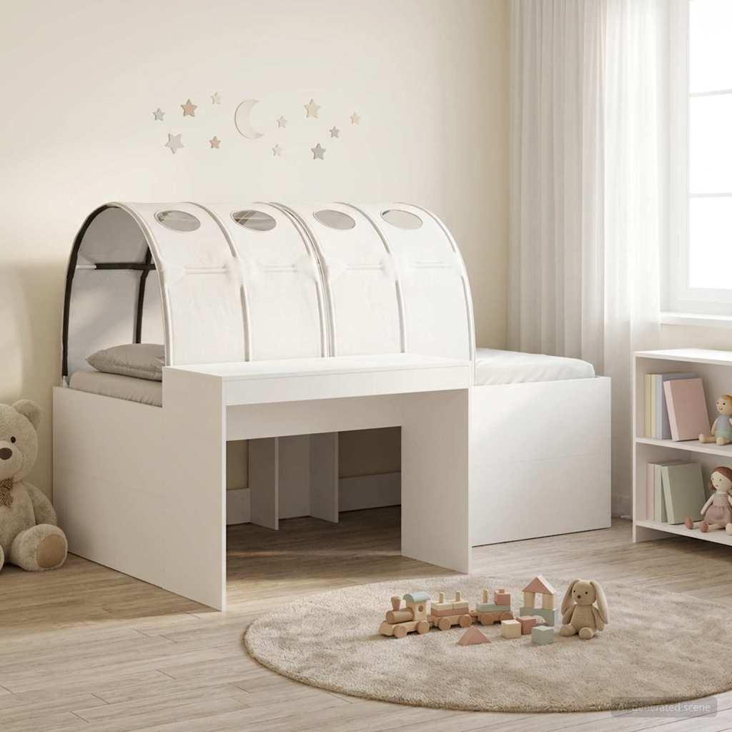 Bed met Tunnel 3 st Artisian Eik en Wit Bewerkt hout is nu te koop bij PeponiXL, paradijselijk wonen!