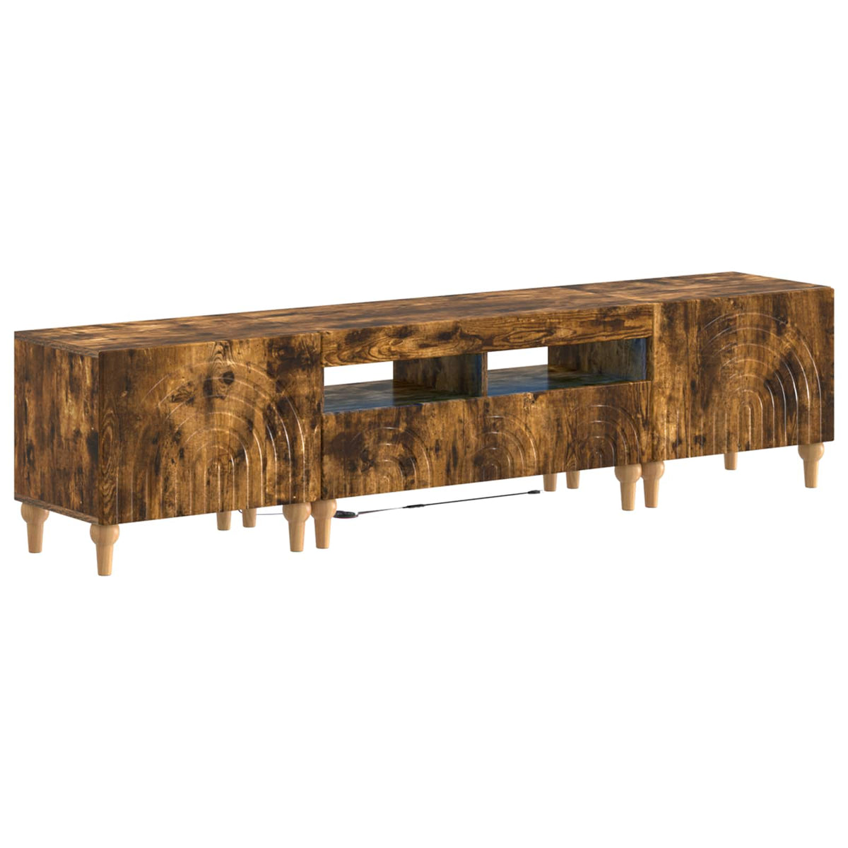 3-delige LED TV-kast Gerookt eiken Bewerkt hout is nu te koop bij PeponiXL, paradijselijk wonen!
