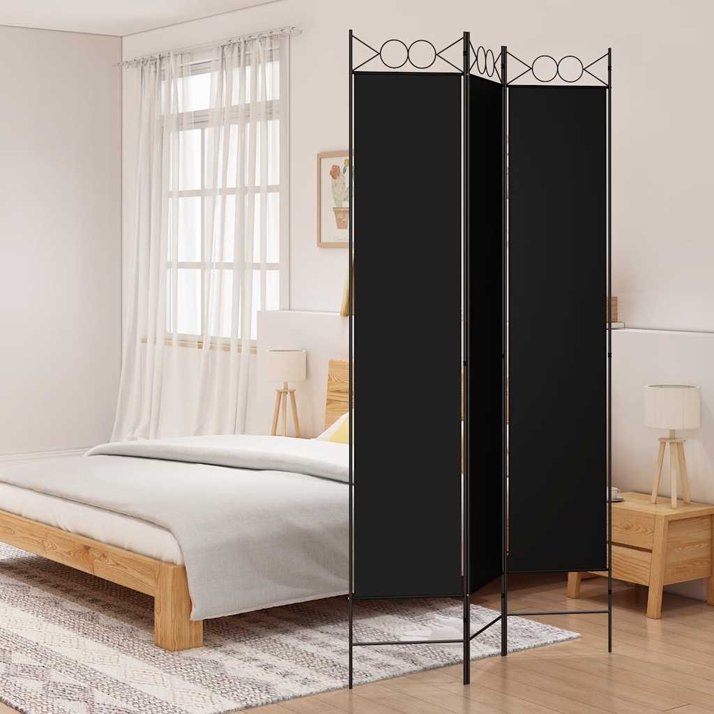 Kamerscherm met 3 panelen 120x220 cm stof zwart is nu te koop bij PeponiXL, paradijselijk wonen!