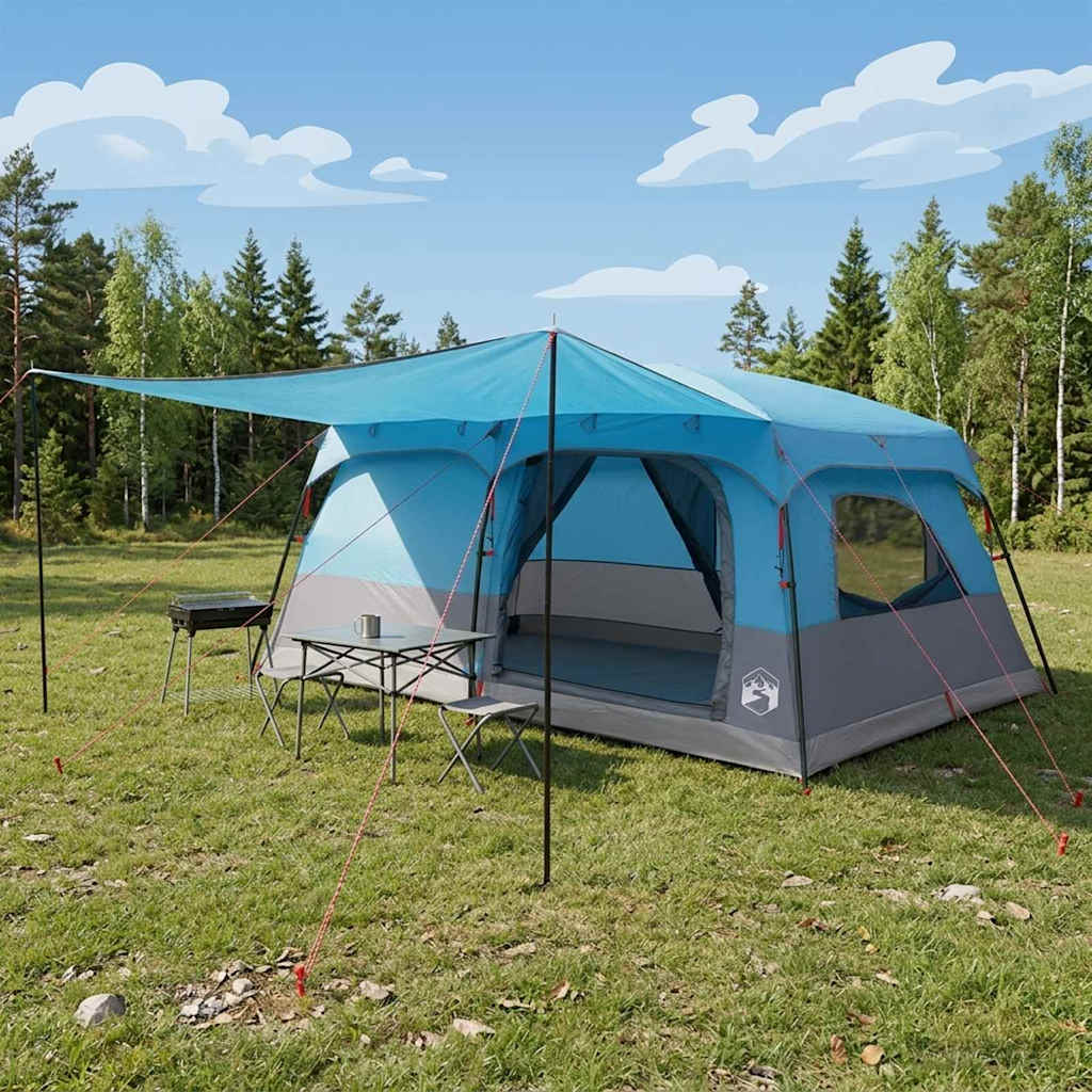 Gezinstent met dak Blauw 500 x 400 x 230 cm Polyester en staal is nu te koop bij PeponiXL, paradijselijk wonen!