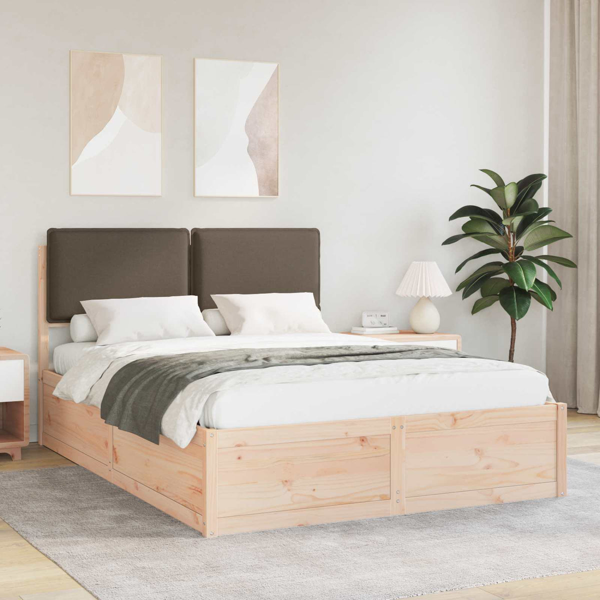 Bedframe met Gevoerd Hoofdgedeelte Taupe 140 x 190 cm is nu te koop bij PeponiXL, paradijselijk wonen!