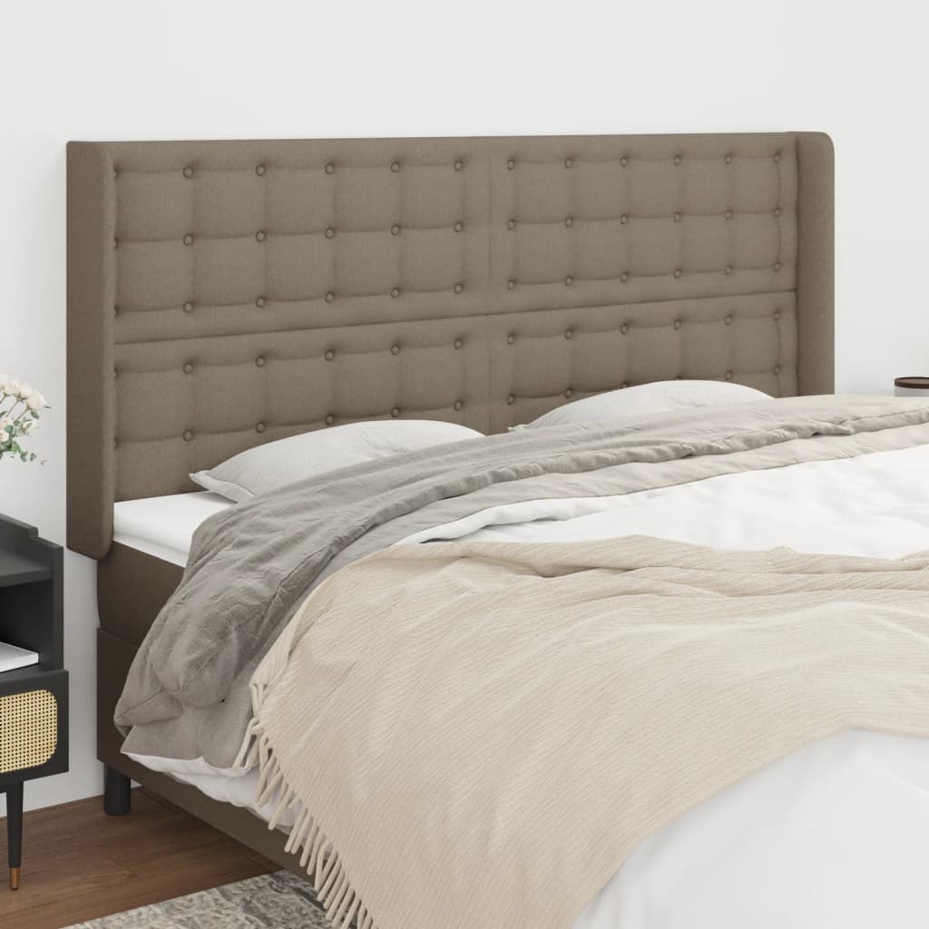 Hoofdbord met randen 183x16x118/128 cm stof taupe is nu te koop bij PeponiXL, paradijselijk wonen!