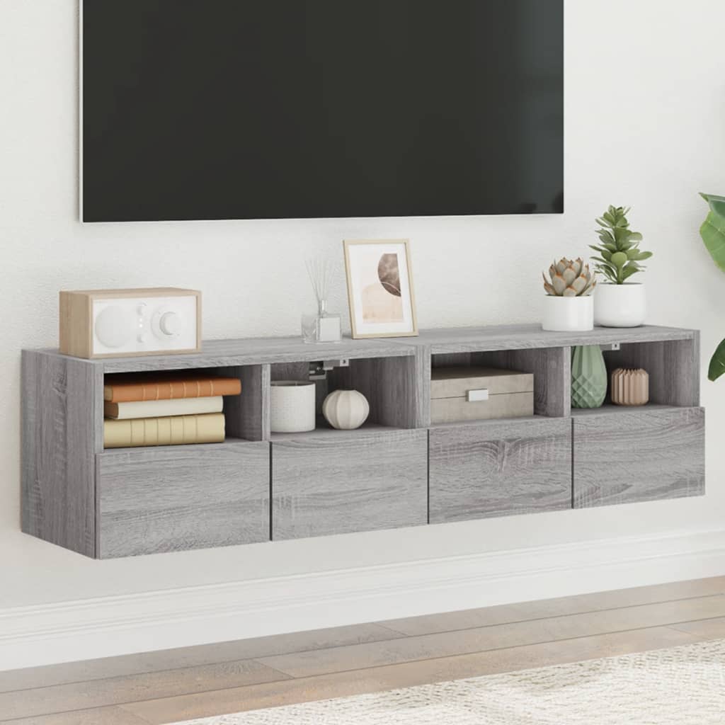 Tv-wandmeubels 2 st 60x30x30 cm bewerkt hout grijs sonoma eiken is nu te koop bij PeponiXL, paradijselijk wonen!