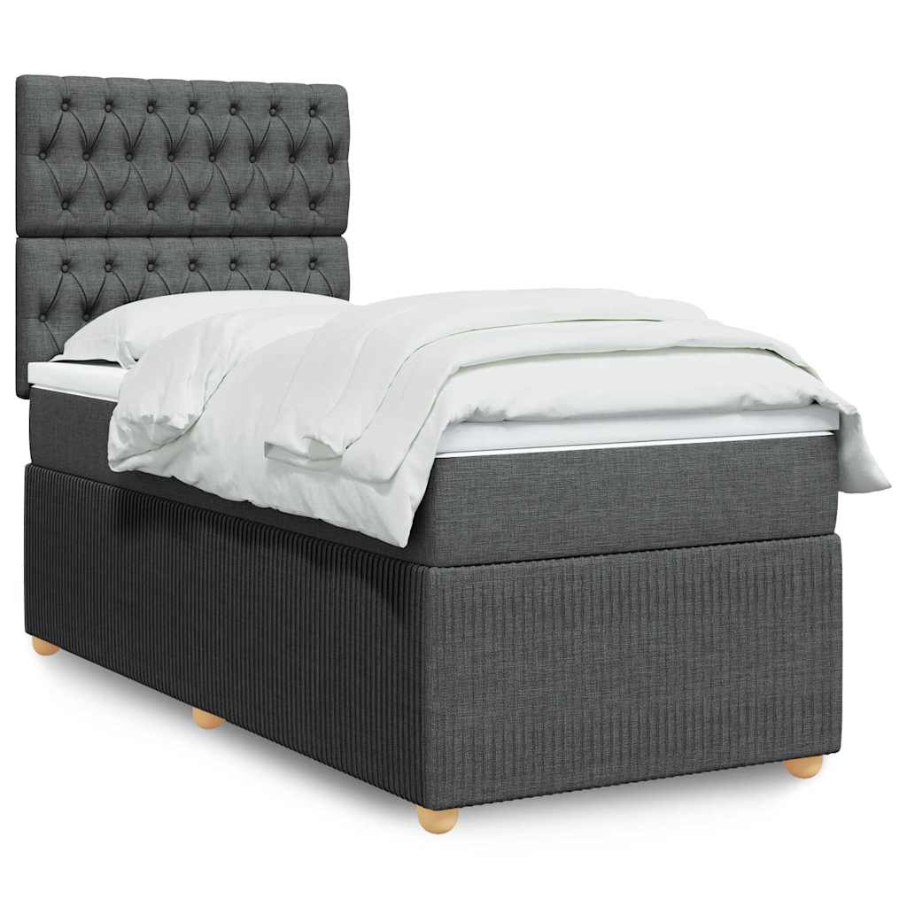 Boxspring met matras stof donkergrijs 90x200 cm is nu te koop bij PeponiXL, paradijselijk wonen!