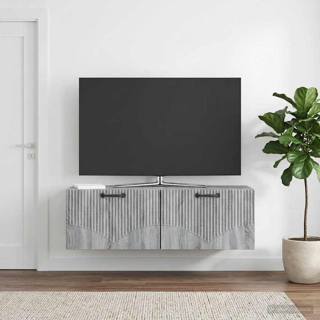 Wandbeugel TV-kast Grijs sonoma 98 x 31 x 30 cm Bewerkt hout is nu te koop bij PeponiXL, paradijselijk wonen!