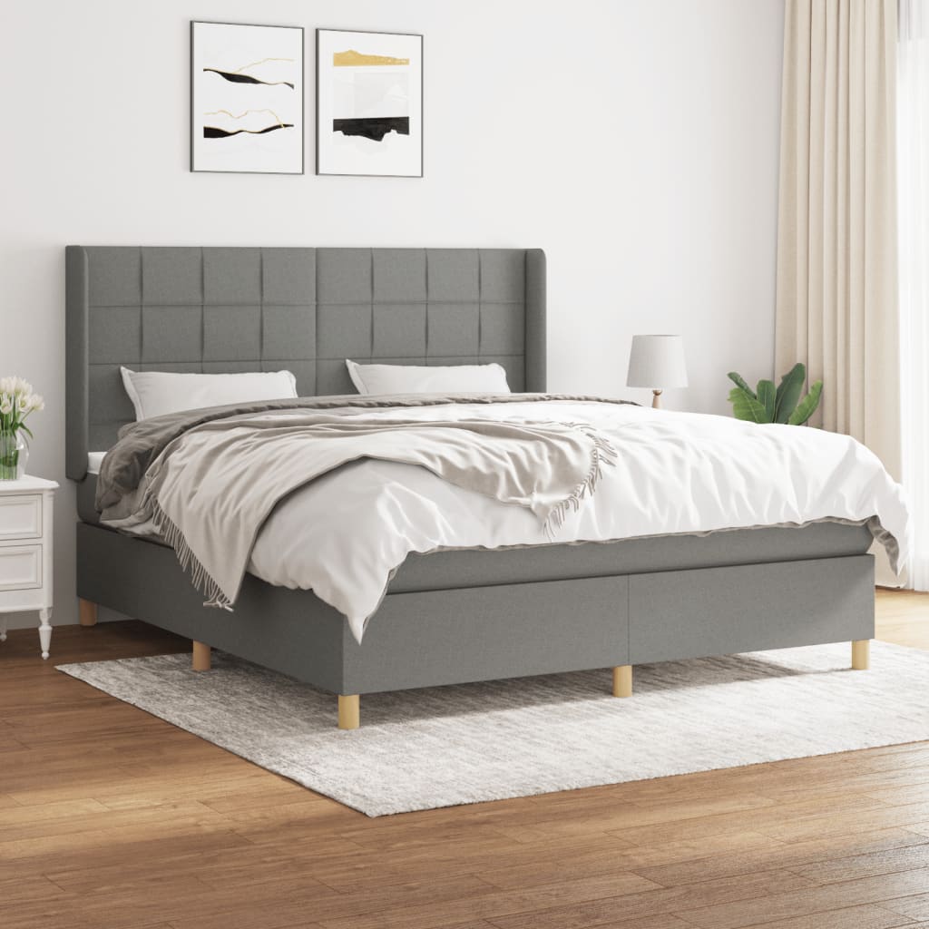 Boxspring met matras stof donkergrijs 160x200 cm is nu te koop bij PeponiXL, paradijselijk wonen!