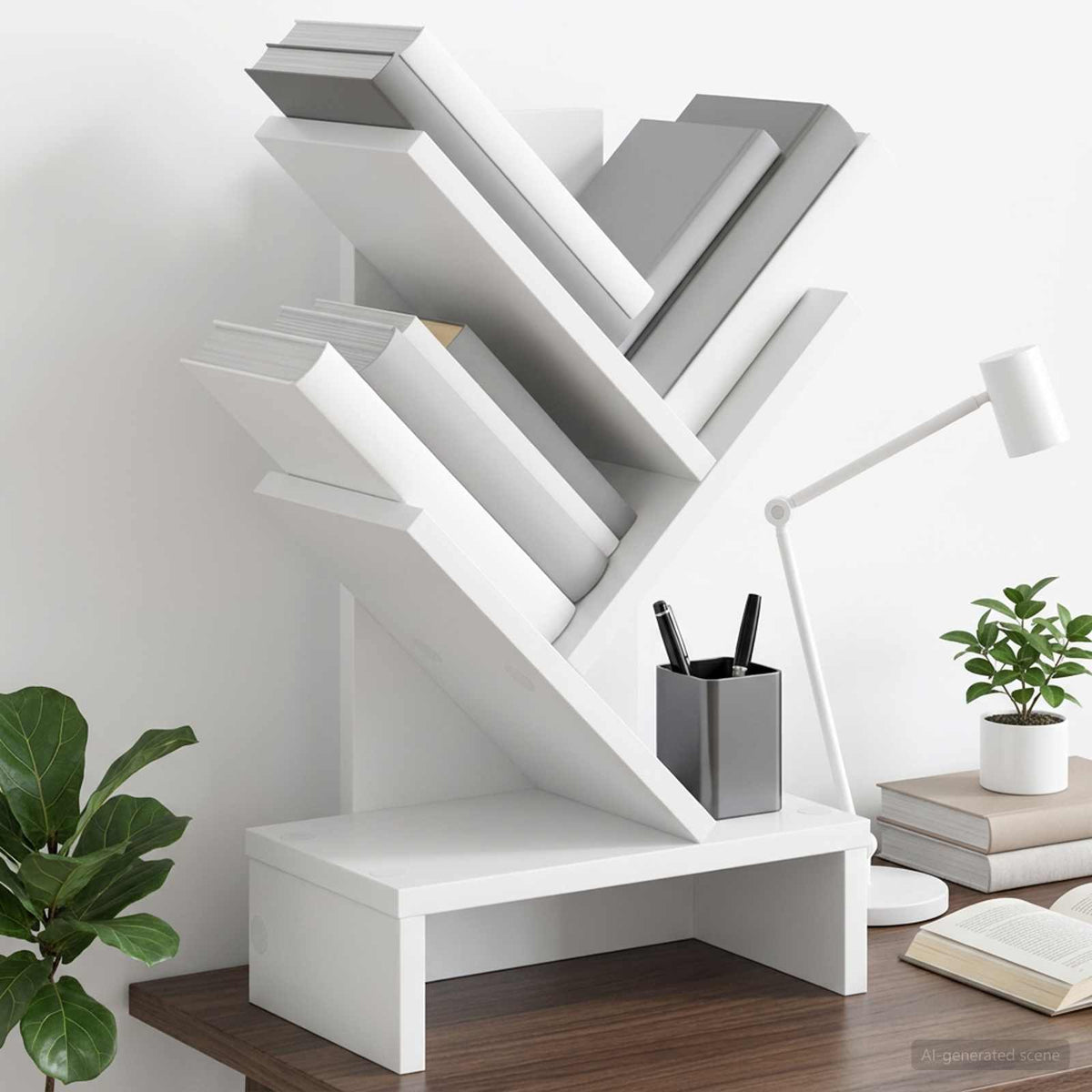 Boomvormige boekenplank met 3 planken 30 x 18 x 48 cm Wit is nu te koop bij PeponiXL, paradijselijk wonen!