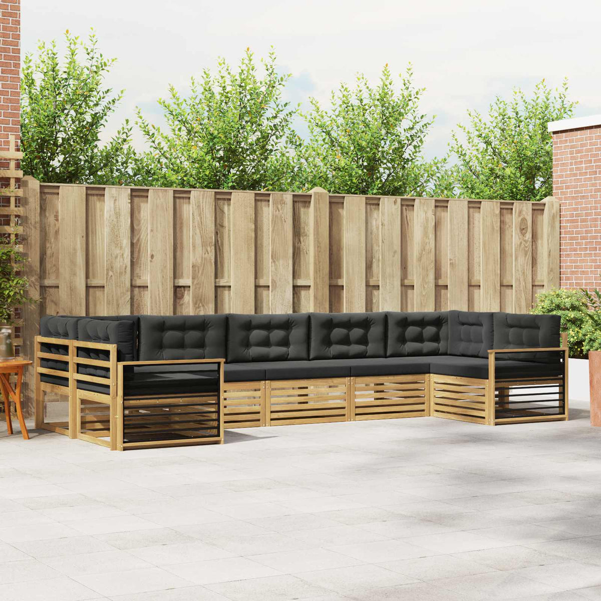Buiten bankenset met kussen 7 pcs Wit en antracietkleurig is nu te koop bij PeponiXL, paradijselijk wonen!