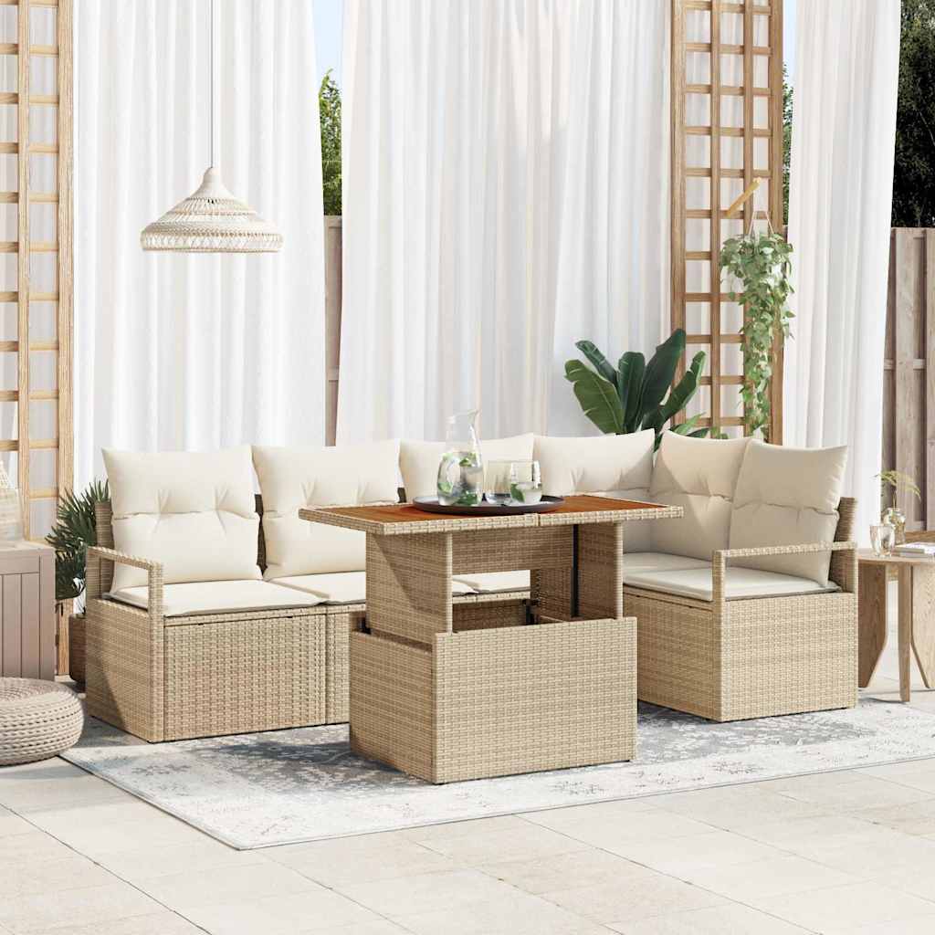 Tuinbankenset 6 st 5-Aantal zitplaatsen Beige en Crème is nu te koop bij PeponiXL, paradijselijk wonen!