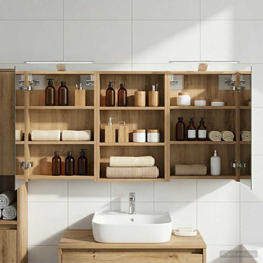 Badkamerkastenset 3 st 120 x 10,5 x 60,5 cm Bewerkt hout is nu te koop bij PeponiXL, paradijselijk wonen!