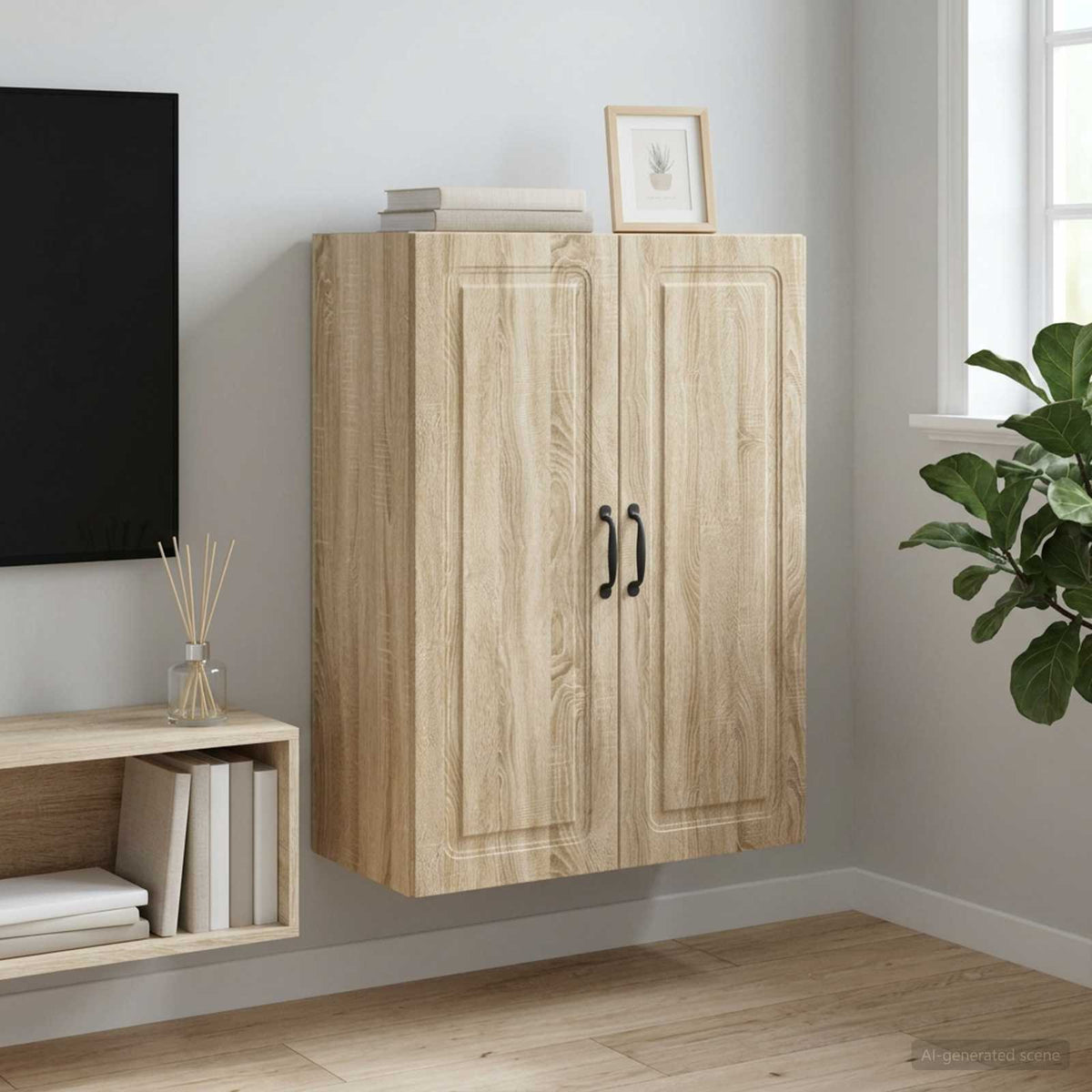 Wandkast Sonoma Eiken 66 x 34,5 x 90 cm Bewerkt hout is nu te koop bij PeponiXL, paradijselijk wonen!