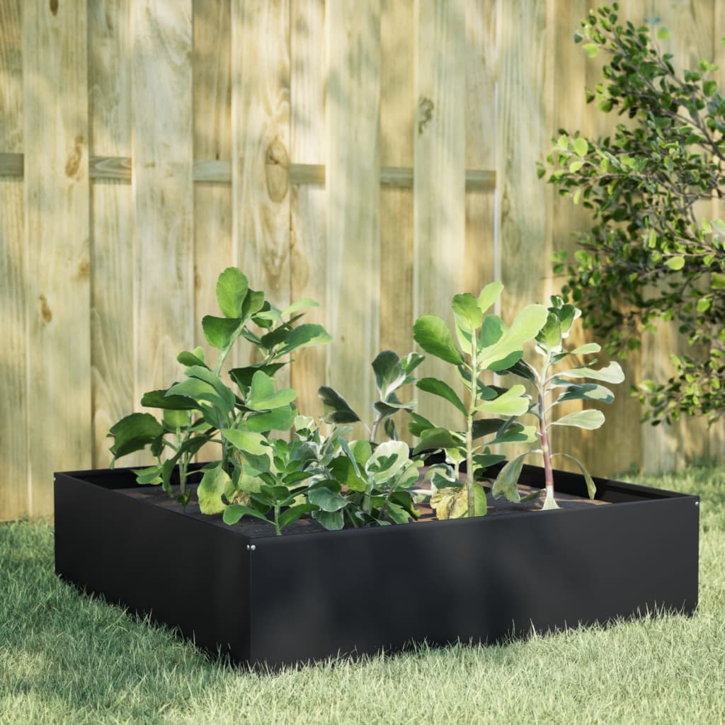 Plantenbak verhoogd 100x100x41 cm staal zwart is nu te koop bij PeponiXL, paradijselijk wonen!