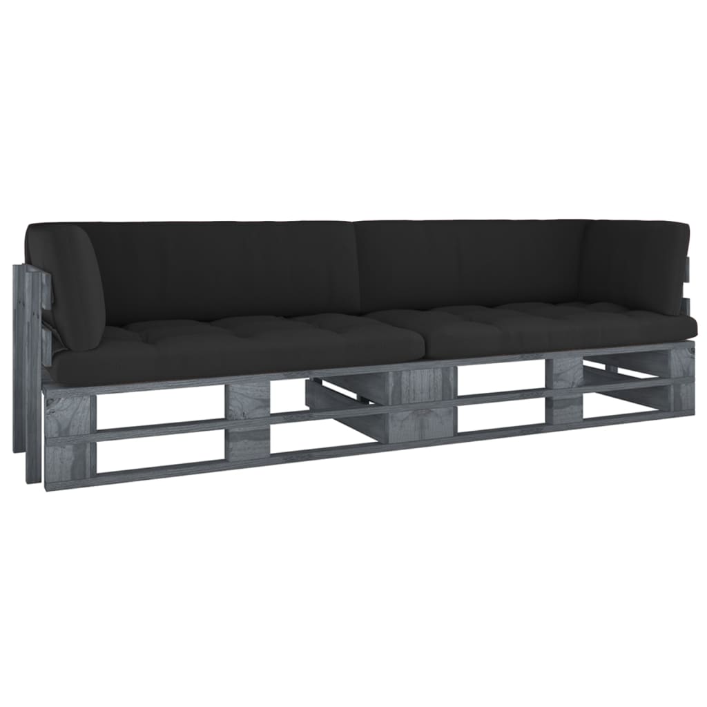 Tweezitsbank pallet met kussens grijs geïmpregneerd grenenhout is nu te koop bij PeponiXL, paradijselijk wonen!