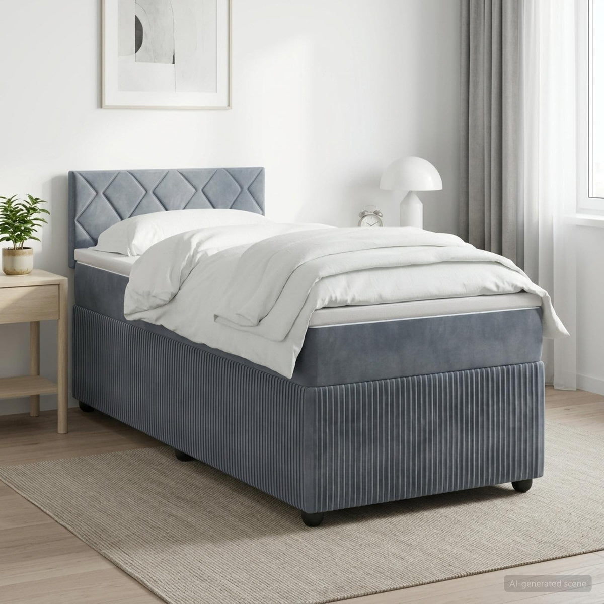 Boxspringbed met matras Donkergrijs 90 x 190 cm Fluweel is nu te koop bij PeponiXL, paradijselijk wonen!