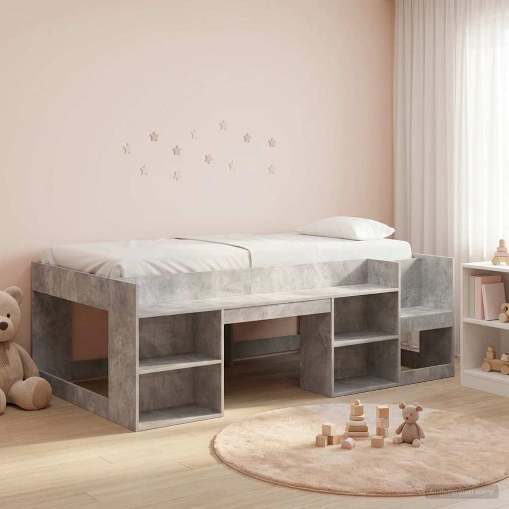 Jeugd bedframe met opbergruimte Betongrijs 98.5 x 200 cm is nu te koop bij PeponiXL, paradijselijk wonen!