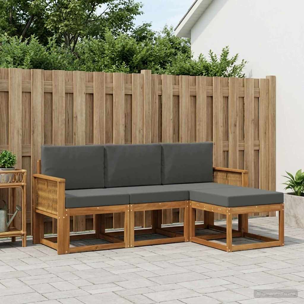 Buiten bankenset 4 pcs Natuurlijk en Antraciet Polyester is nu te koop bij PeponiXL, paradijselijk wonen!