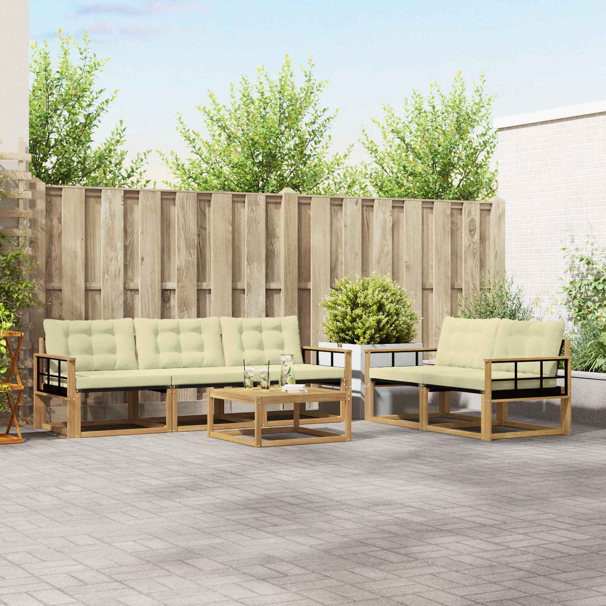 Buiten bankenset 6 pcs Wit en crèmekleurig 79 x 79 x 37 cm is nu te koop bij PeponiXL, paradijselijk wonen!