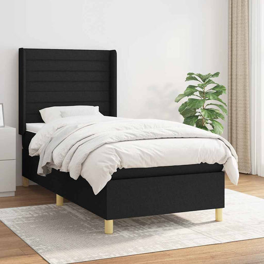 Boxspring met matras stof zwart 100x200 cm is nu te koop bij PeponiXL, paradijselijk wonen!