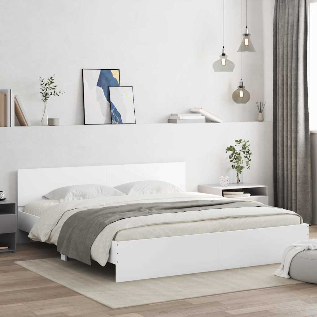 Bedframe Wandgemonteerd Wit 193 x 203 cm Bewerkt hout is nu te koop bij PeponiXL, paradijselijk wonen!