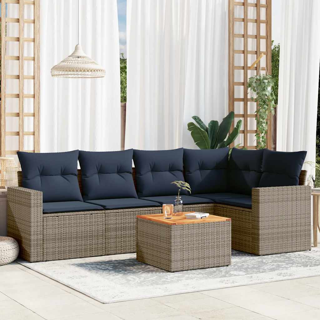 6-delige Loungeset met kussens poly rattan grijs is nu te koop bij PeponiXL, paradijselijk wonen!