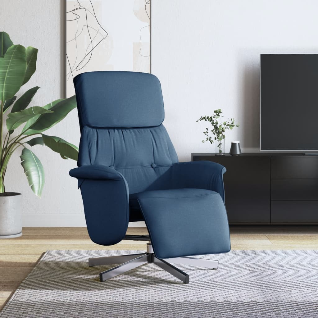 Fauteuil verstelbaar met voetensteun stof blauw is nu te koop bij PeponiXL, paradijselijk wonen!