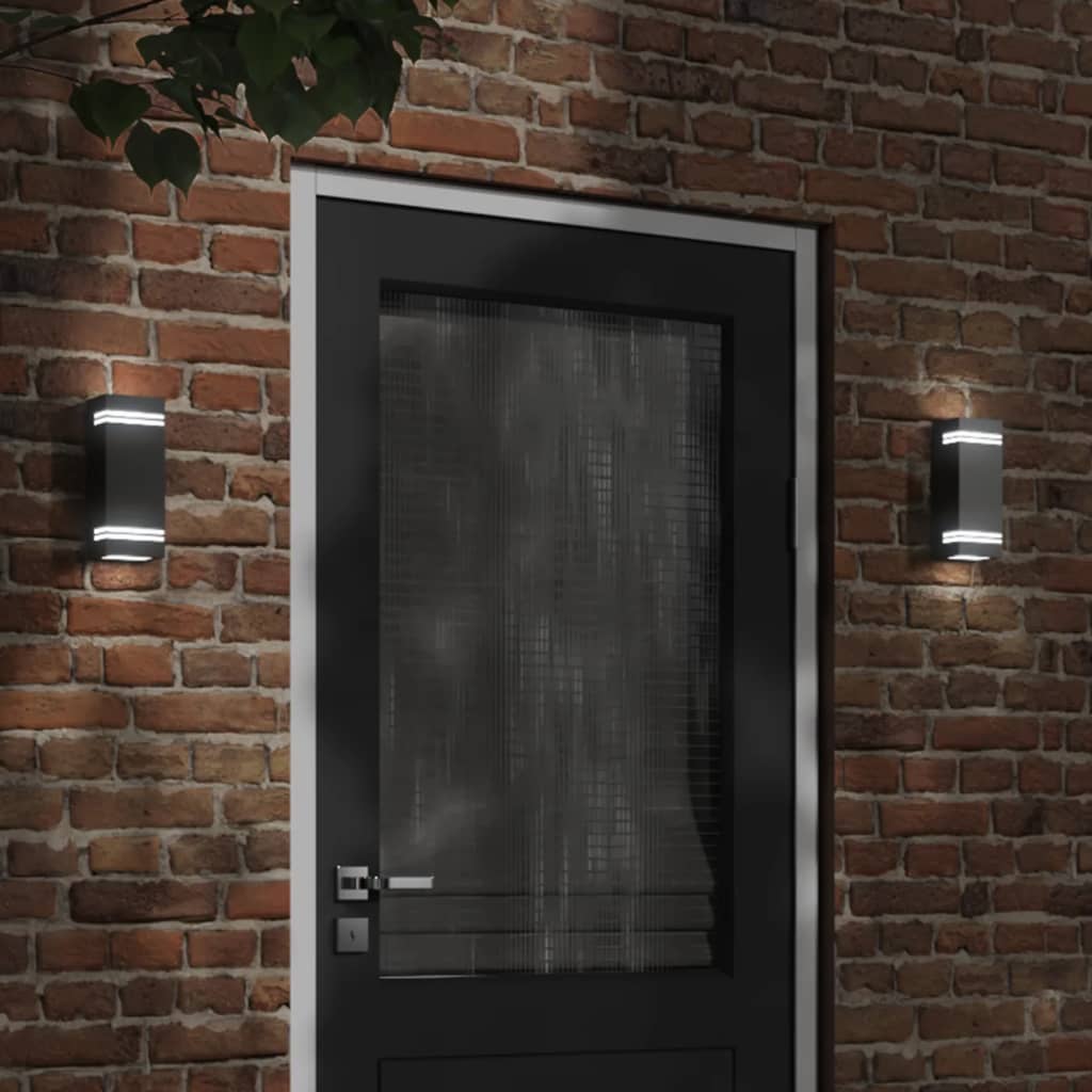 Buitenwandlampen 2 st roestvrij staal zwart is nu te koop bij PeponiXL, paradijselijk wonen!