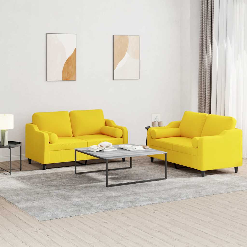 2-delige Loungeset met kussens stof lichtgeel is nu te koop bij PeponiXL, paradijselijk wonen!