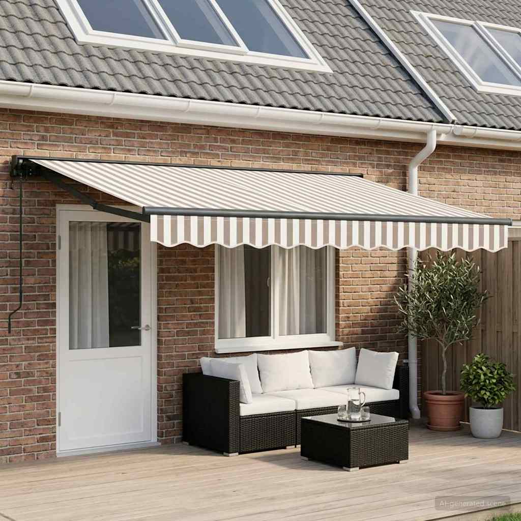 Uitschuifbare luifel Lichtgrijs en wit. 4 × 3 m is nu te koop bij PeponiXL, paradijselijk wonen!