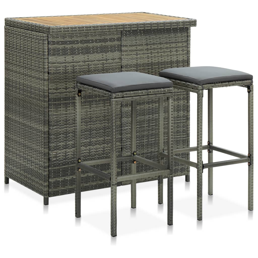 3-delige Barset poly rattan grijs is nu te koop bij PeponiXL, paradijselijk wonen!