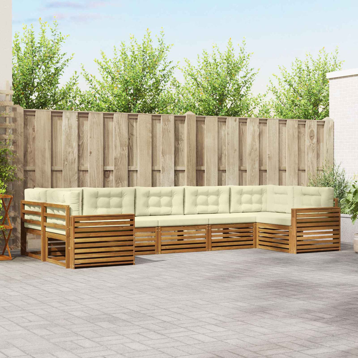 Buiten bankenset met kussen 7 pcs Natuurlijk en Crème is nu te koop bij PeponiXL, paradijselijk wonen!