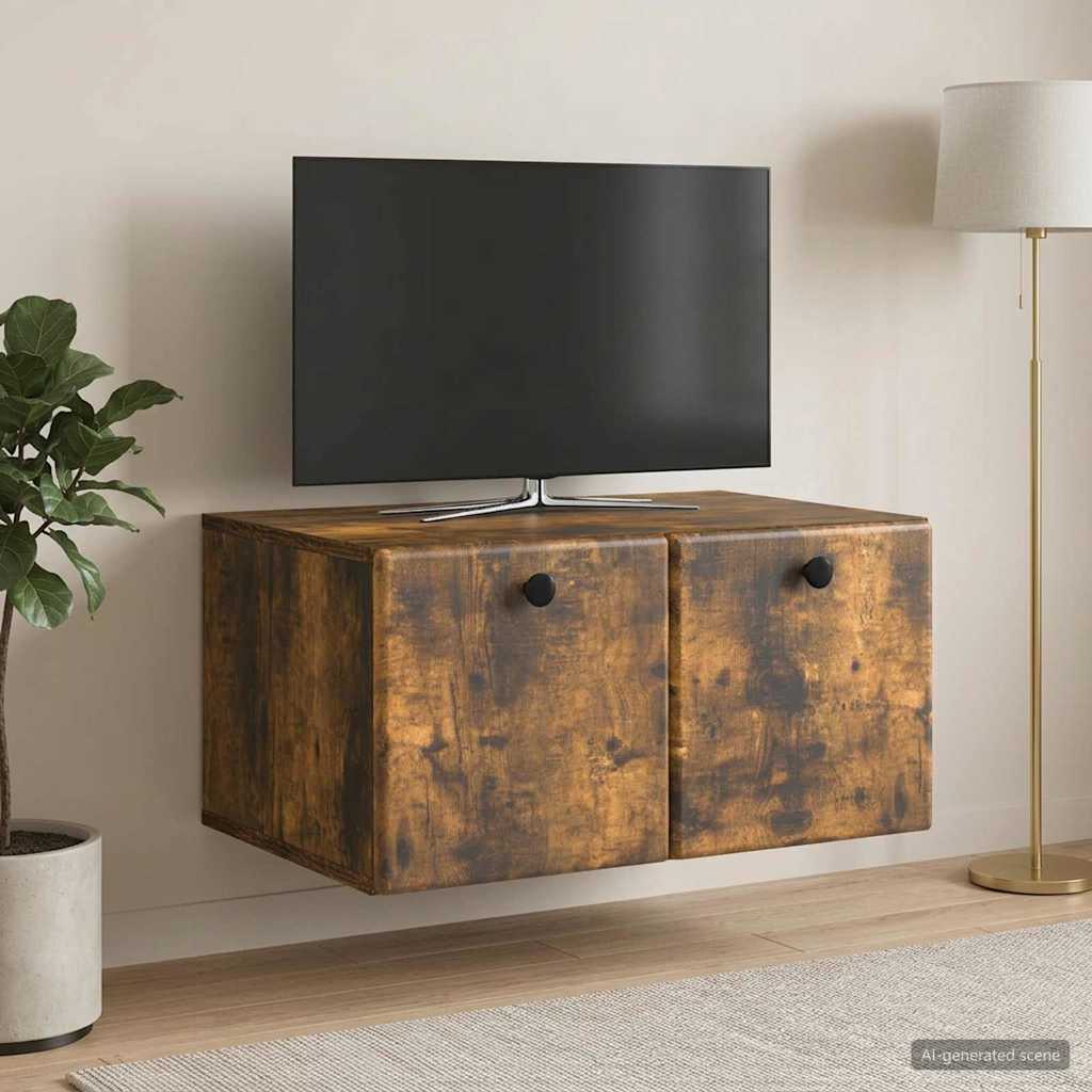 Wandbeugel TV-kast Gerookt eiken 59,5 x 41 x 30 cm Bewerkt hout is nu te koop bij PeponiXL, paradijselijk wonen!