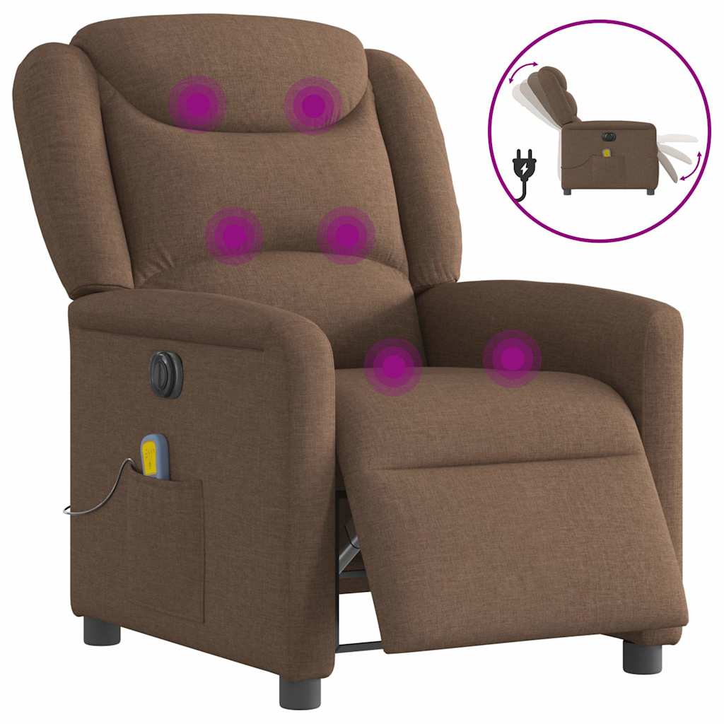 Massagestoel elektrisch verstelbaar stof bruin is nu te koop bij PeponiXL, paradijselijk wonen!