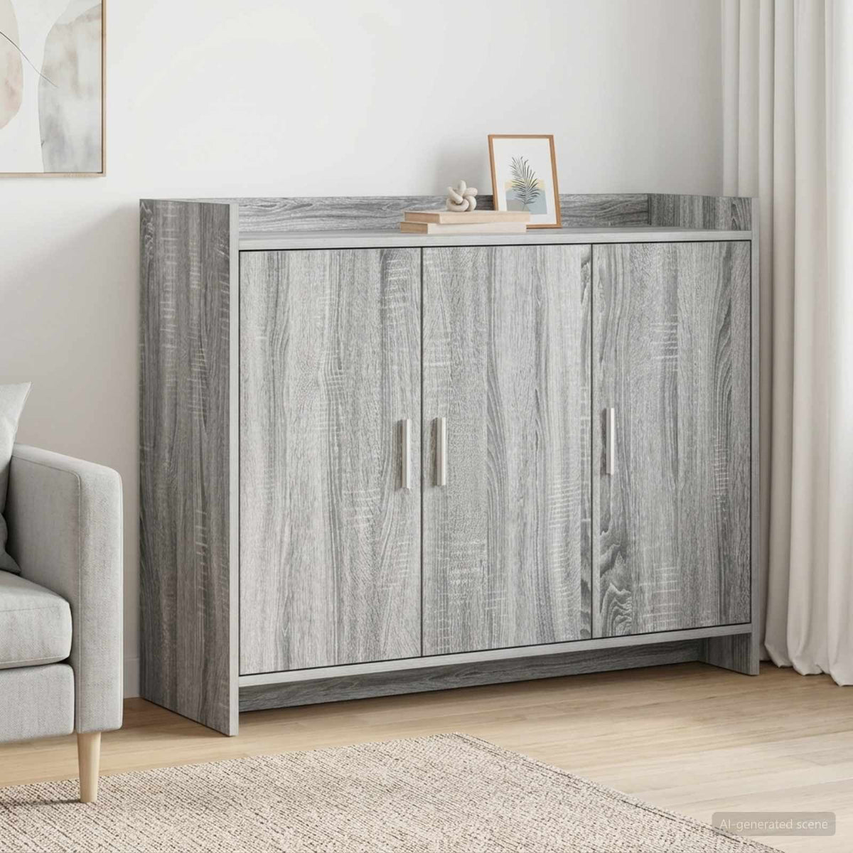 Dressoir Grijs Sonoma 98,5 x 33 x 80 cm Bewerkt hout is nu te koop bij PeponiXL, paradijselijk wonen!